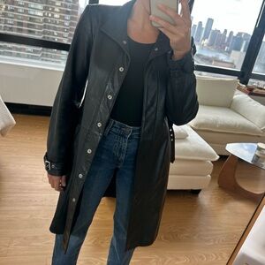 Sisley Genuine Leather Trench Coat